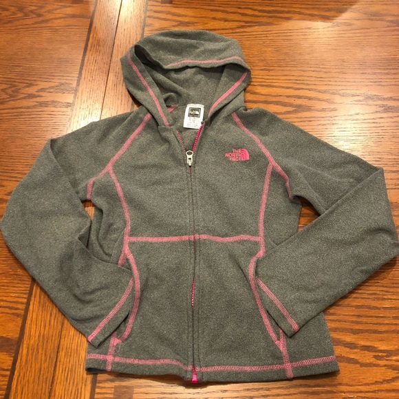 North Face Full Zip Hooded Fleece Jacket Girl Size Small 7/8 - Picture 2 of 12